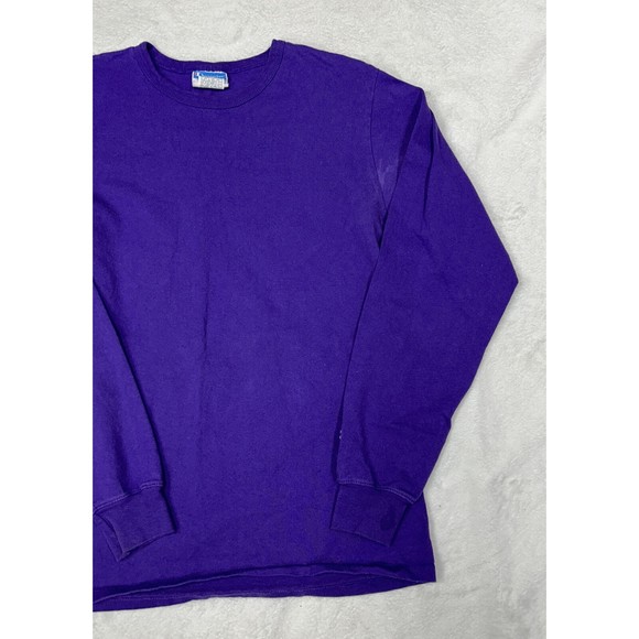 Champion Solid Purple Crewneck Long Sleeve Shirt Logo Men's Size Medium - Picture 3 of 9